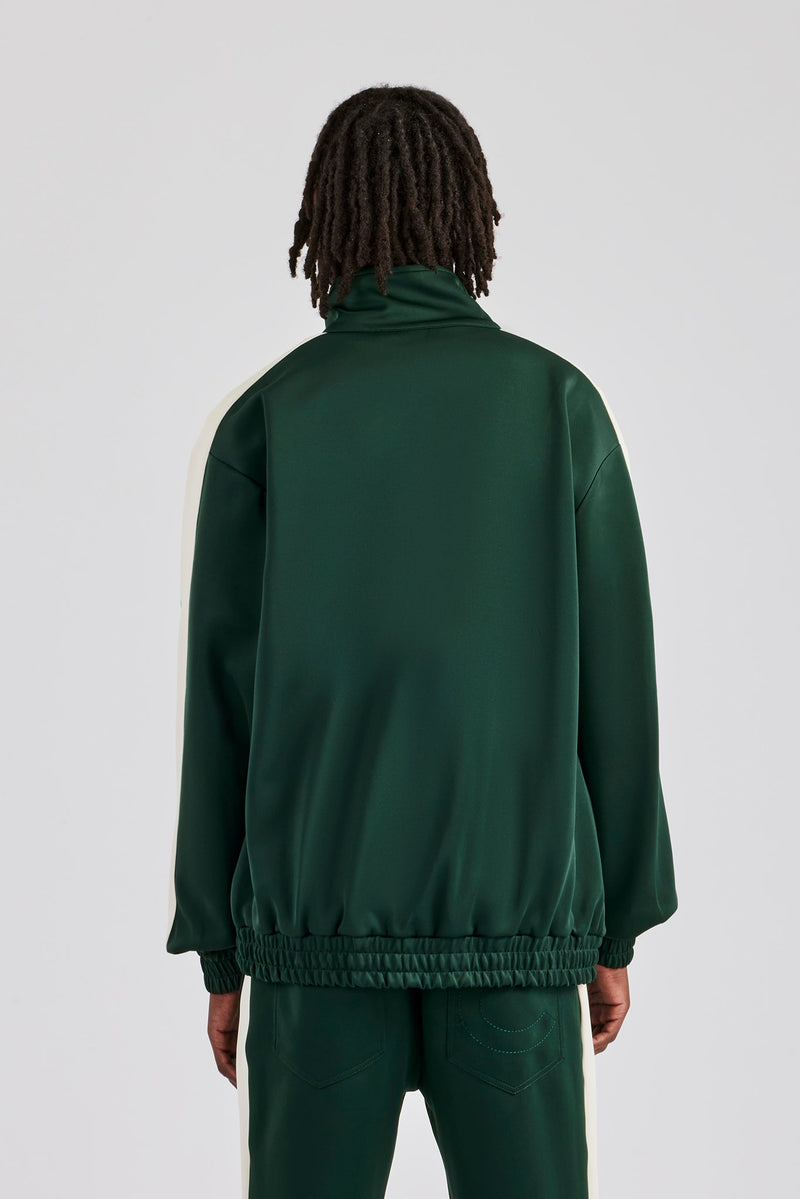 Contrast Panel Track Jacket - Forest Green