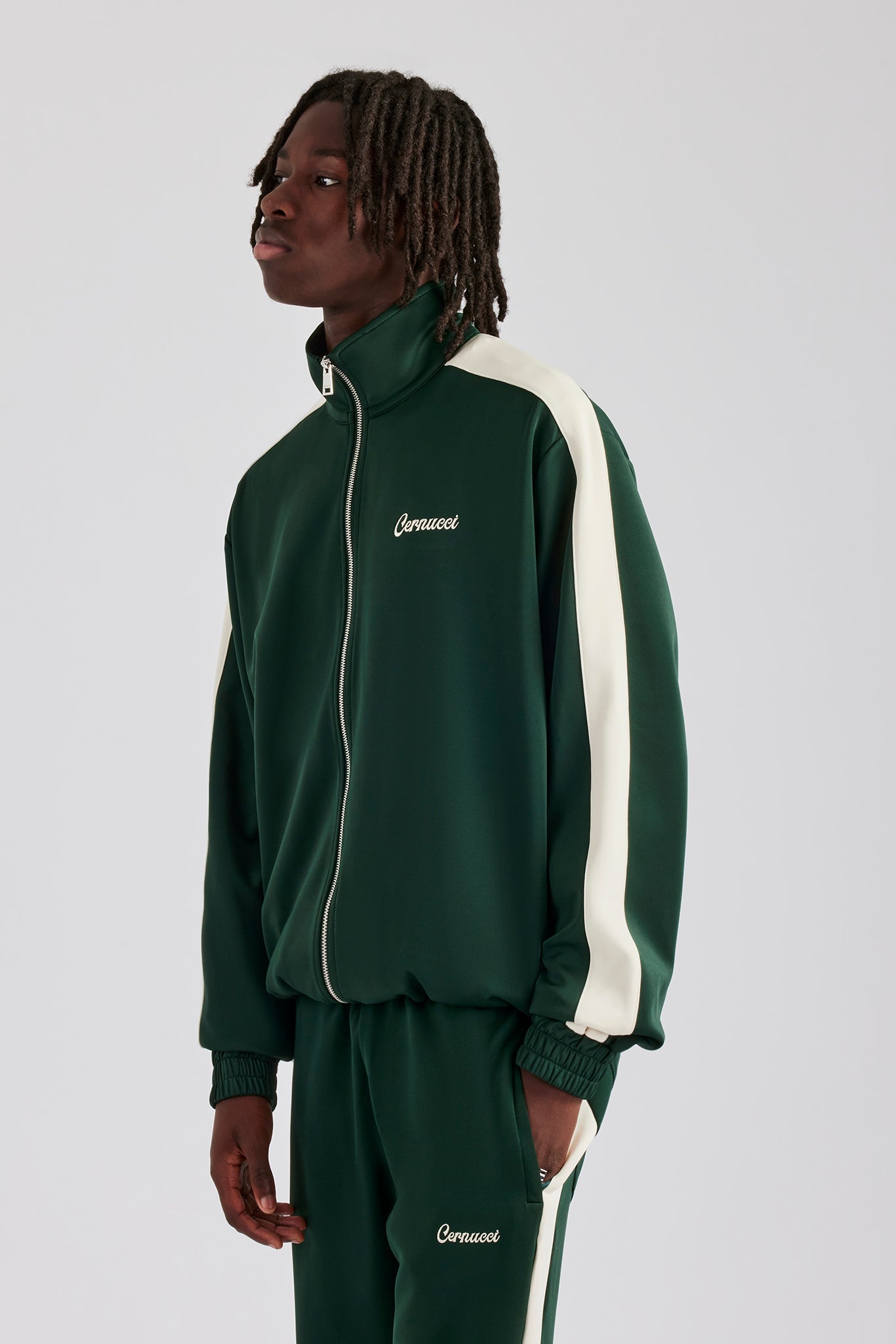 ATRCTR ダークグリーン ジャケット Contrast Panel Track Jacket - Forest Green | Mens Outerwear | Shop
