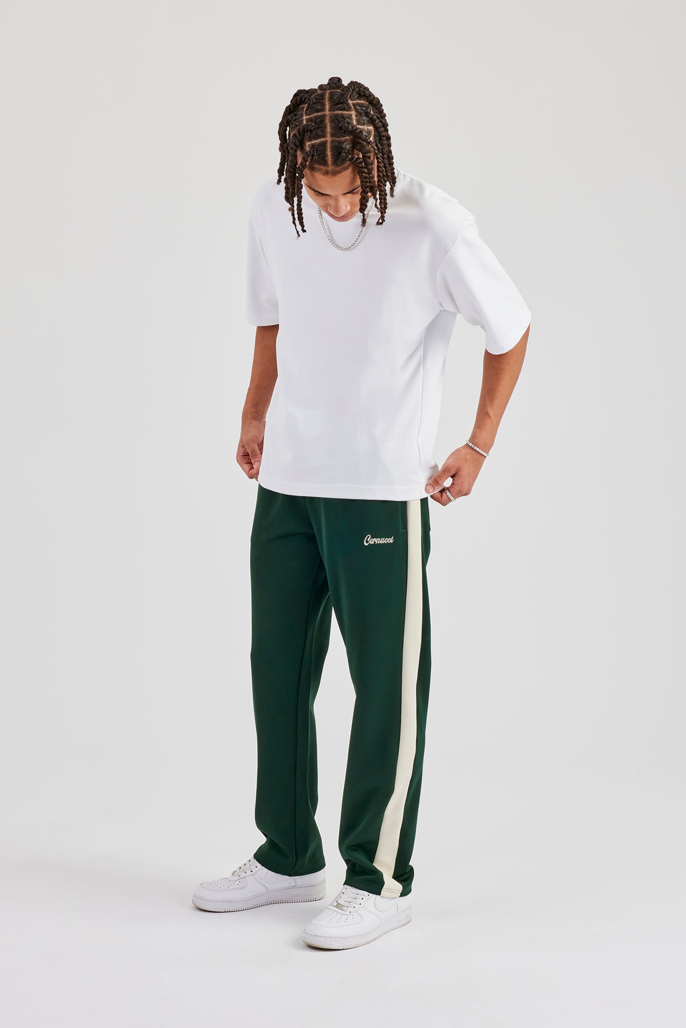 Contrast Panel Track Pant - Forest