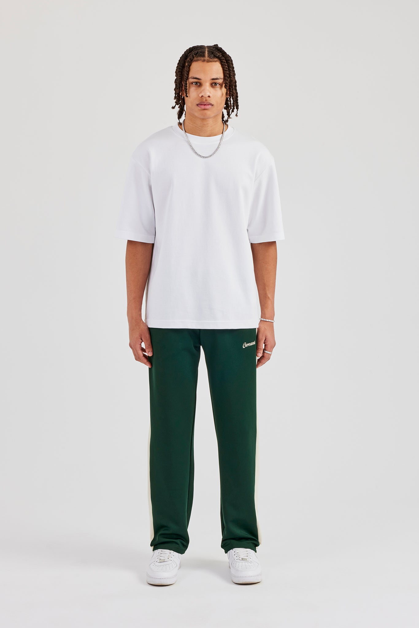 Contrast Panel Track Pant - Forest
