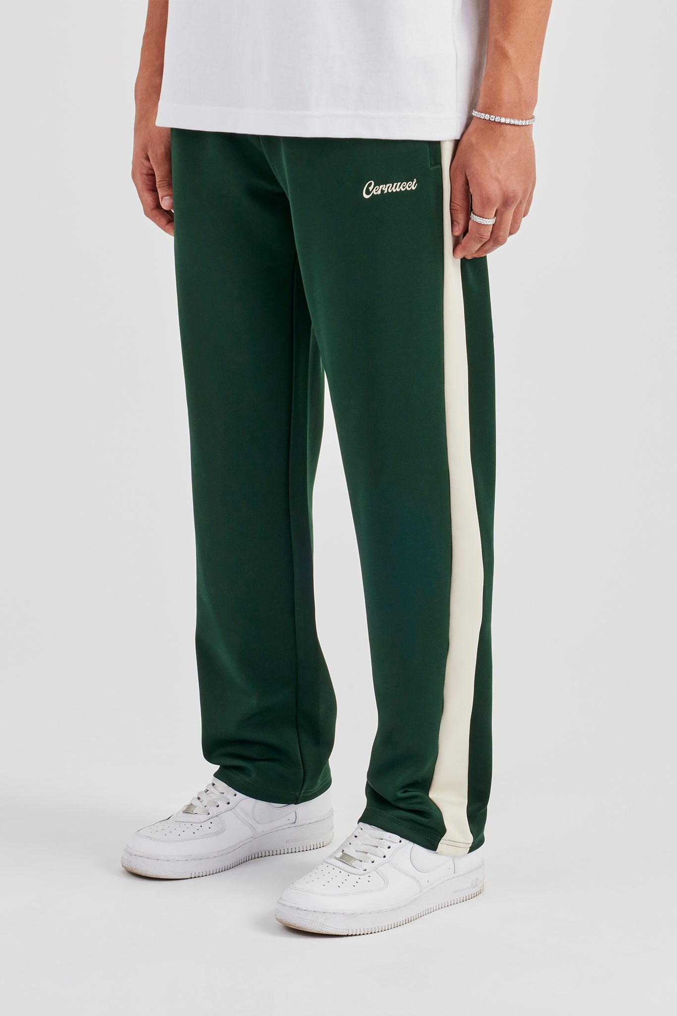 Contrast Panel Track Pant - Forest