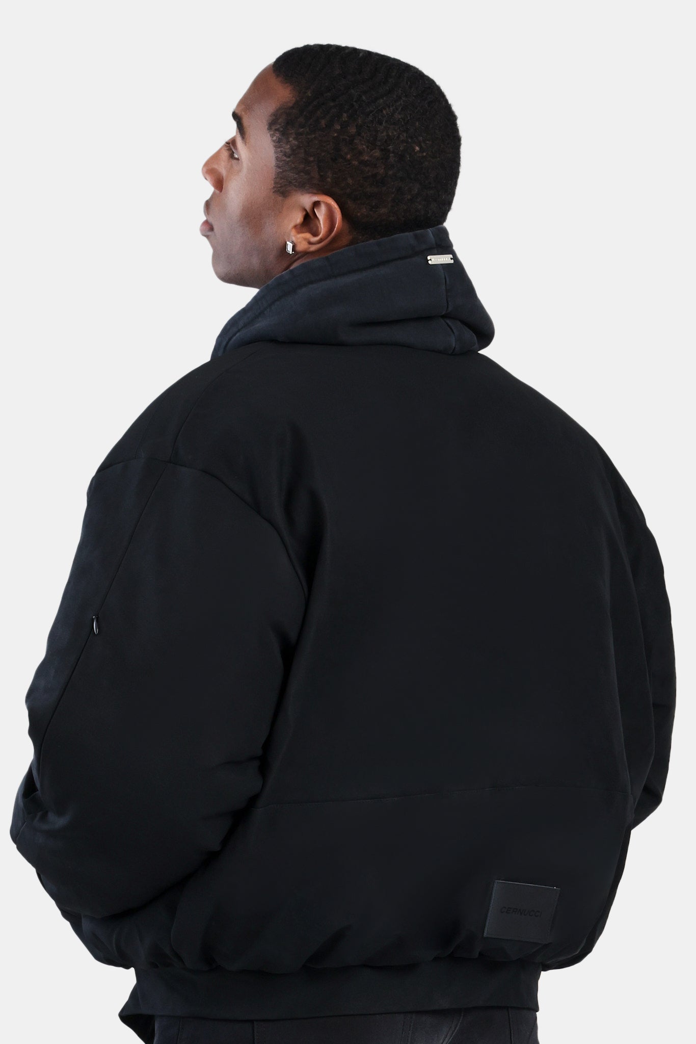 Mens black puffer bomber jacket best sale