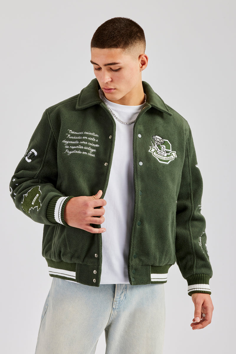 Varsity Harrington Bomber Jacket - Green