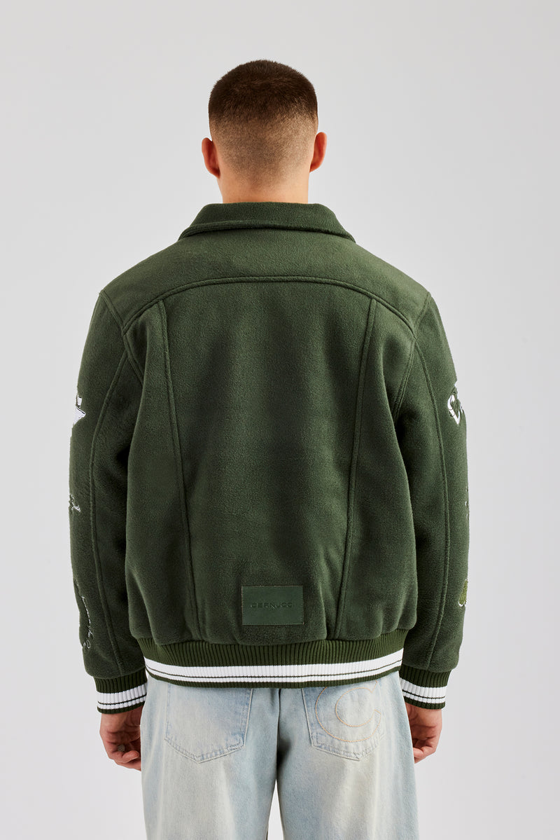 Varsity Harrington Bomber Jacket - Green