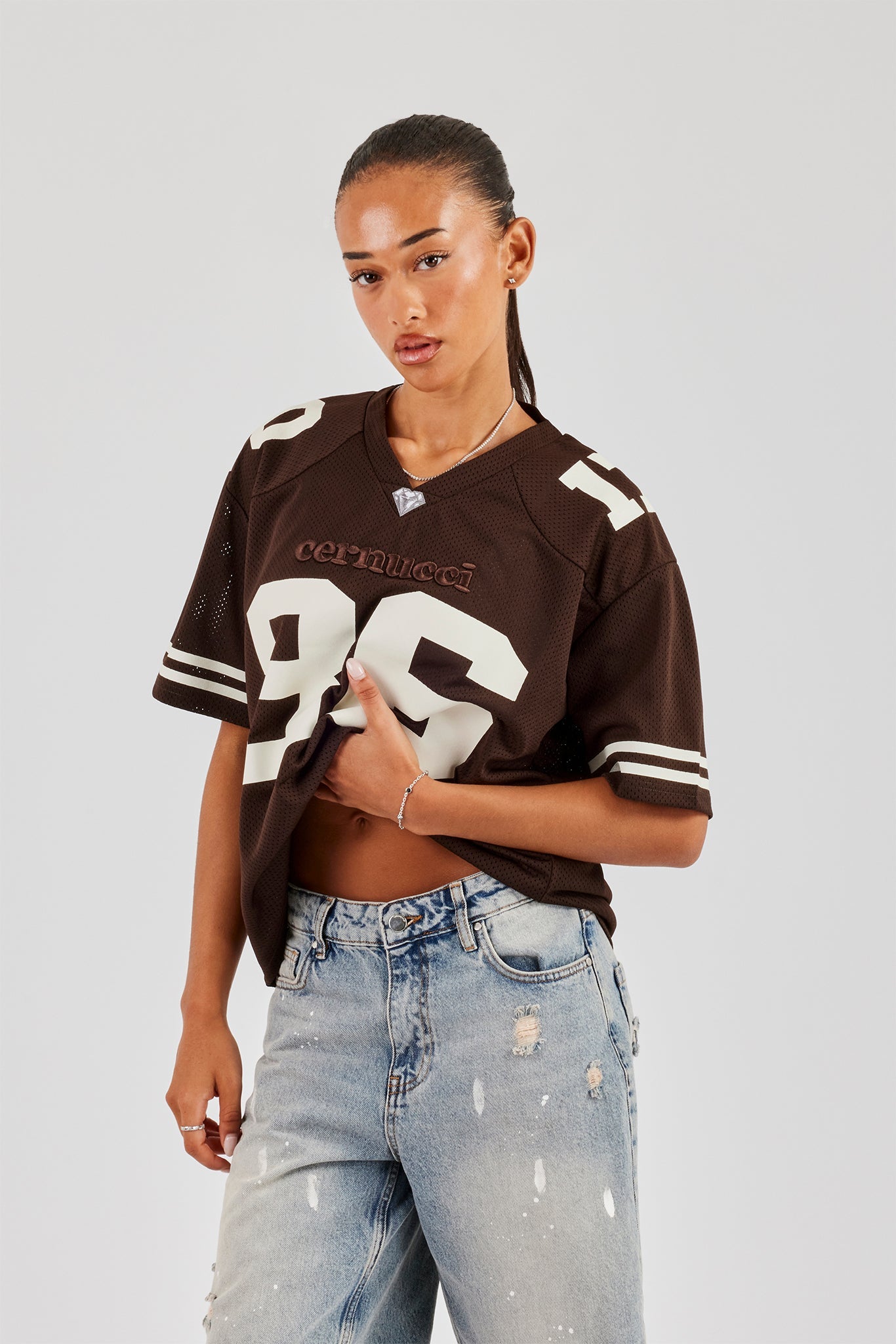 Varsity 86 Mesh Football Top - Chocolate