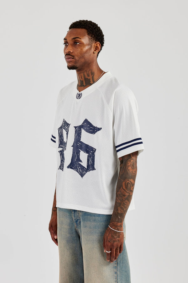 Mesh 86 Sports Stripe Jersey - White
