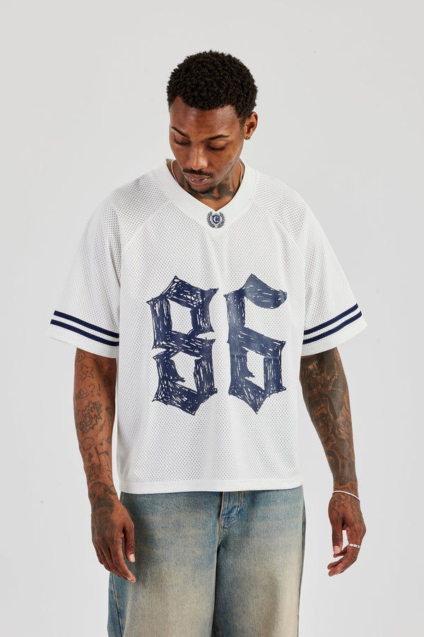 Mesh 86 Sports Stripe Jersey - White
