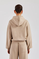 Rope Embroidery Oversized Hoodie - Taupe