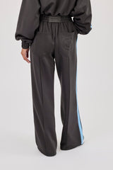 Blue Taping Wide Leg Track Pant - Charcoal