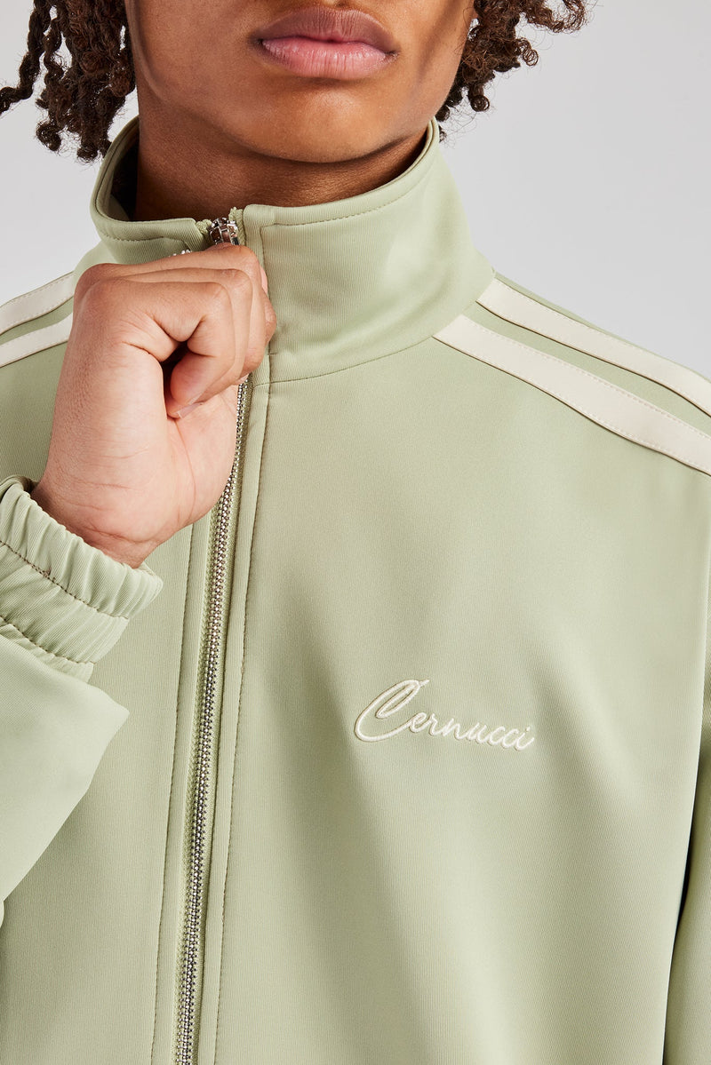 Zip Through Taping Track Jacket - Sage