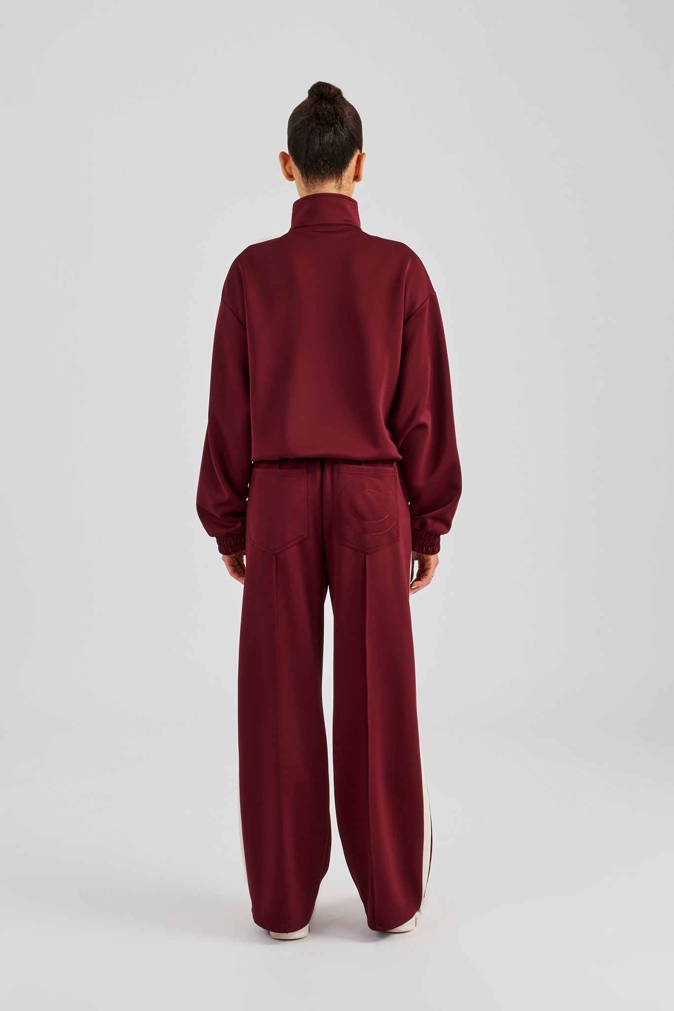 最終価格 for BEAUTY&YOUTH 別注Track Suit Funnel Neck Taping Zip Through Tracksuit - Burgundy | Womens Sets