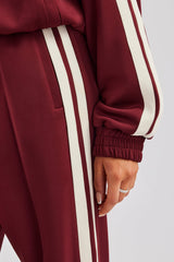 Taping Wide Leg Track Pant - Burgundy