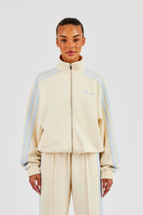 Funnel Neck Taping Zip Through Track Jacket - Butter Yellow