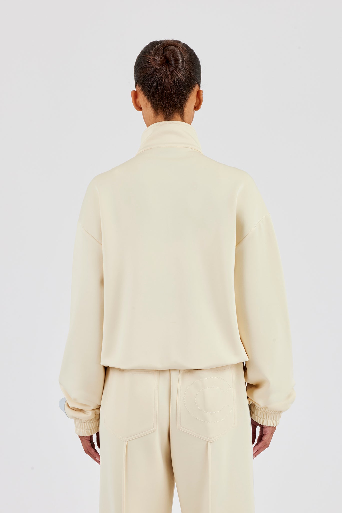 Funnel Neck Taping Zip Through Track Jacket - Butter Yellow