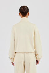 Funnel Neck Taping Zip Through Track Jacket - Butter Yellow