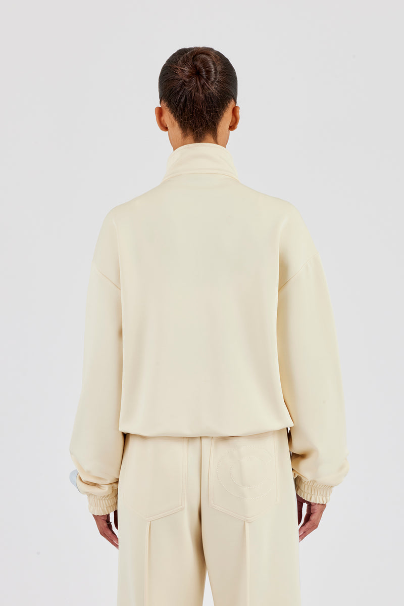 Funnel Neck Taping Zip Through Track Jacket - Butter Yellow