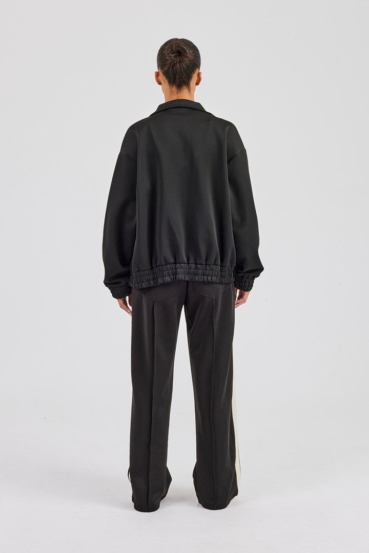 Funnel Neck Taping Jacket & Wide Leg Jogger - Black