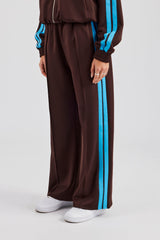 Blue Taping Wide Leg Track Pant - Chocolate