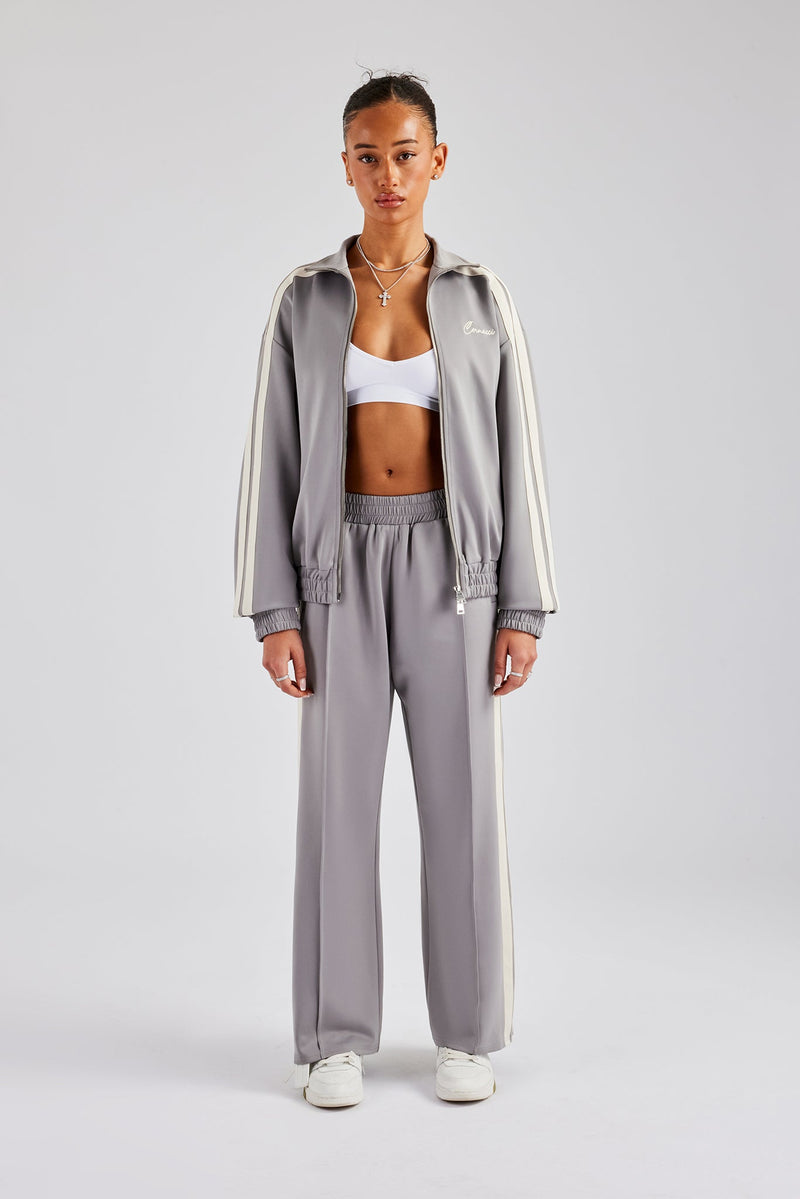 Taping Wide Leg Track Pant - Grey