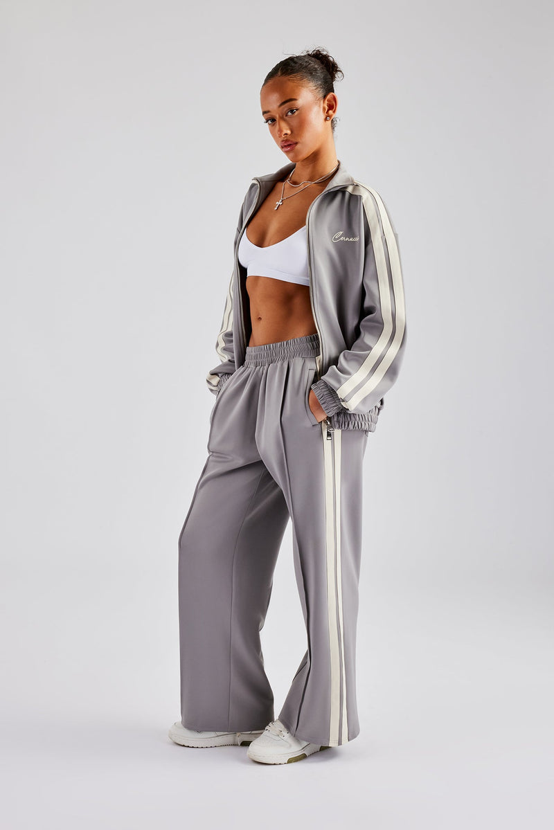 Taping Wide Leg Track Pant - Grey