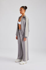 Funnel Neck Taping Zip Through Tracksuit - Grey