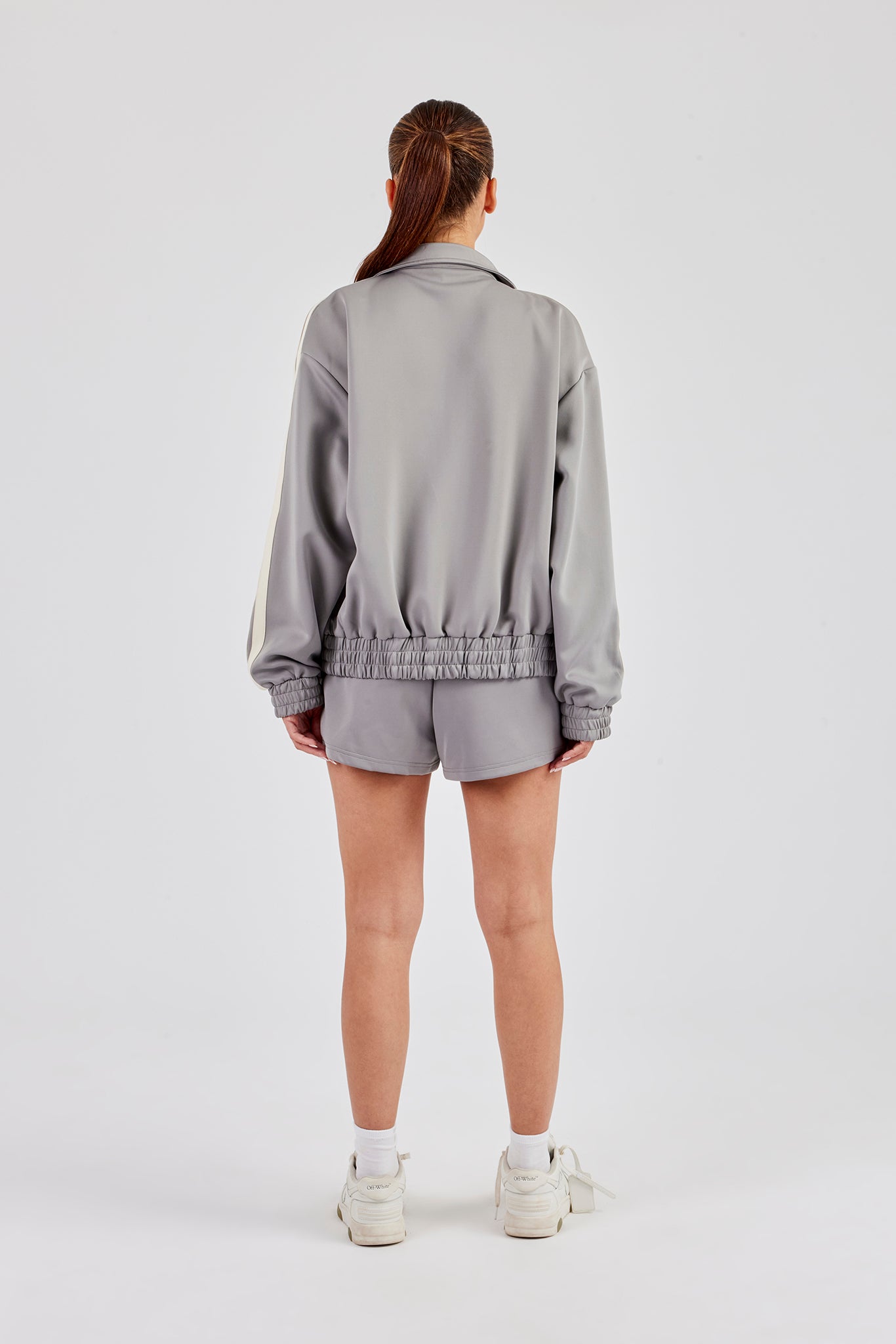 Funnel Neck Taping Jacket & Shorts - Grey