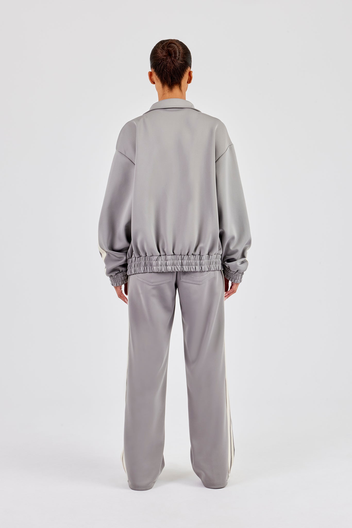 Funnel Neck Taping Jacket & Tailored Trouser - Grey