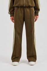 Taping Wide Leg Track Pant - Khaki