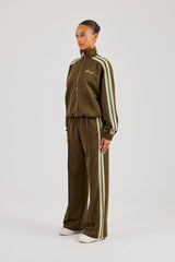 Funnel Neck Taping Zip Through Tracksuit - Khaki