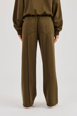 Taping Wide Leg Track Pant - Khaki