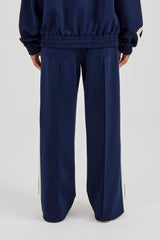 Taping Wide Leg Track Pant - Navy Blue