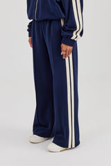 Taping Wide Leg Track Pant - Navy Blue