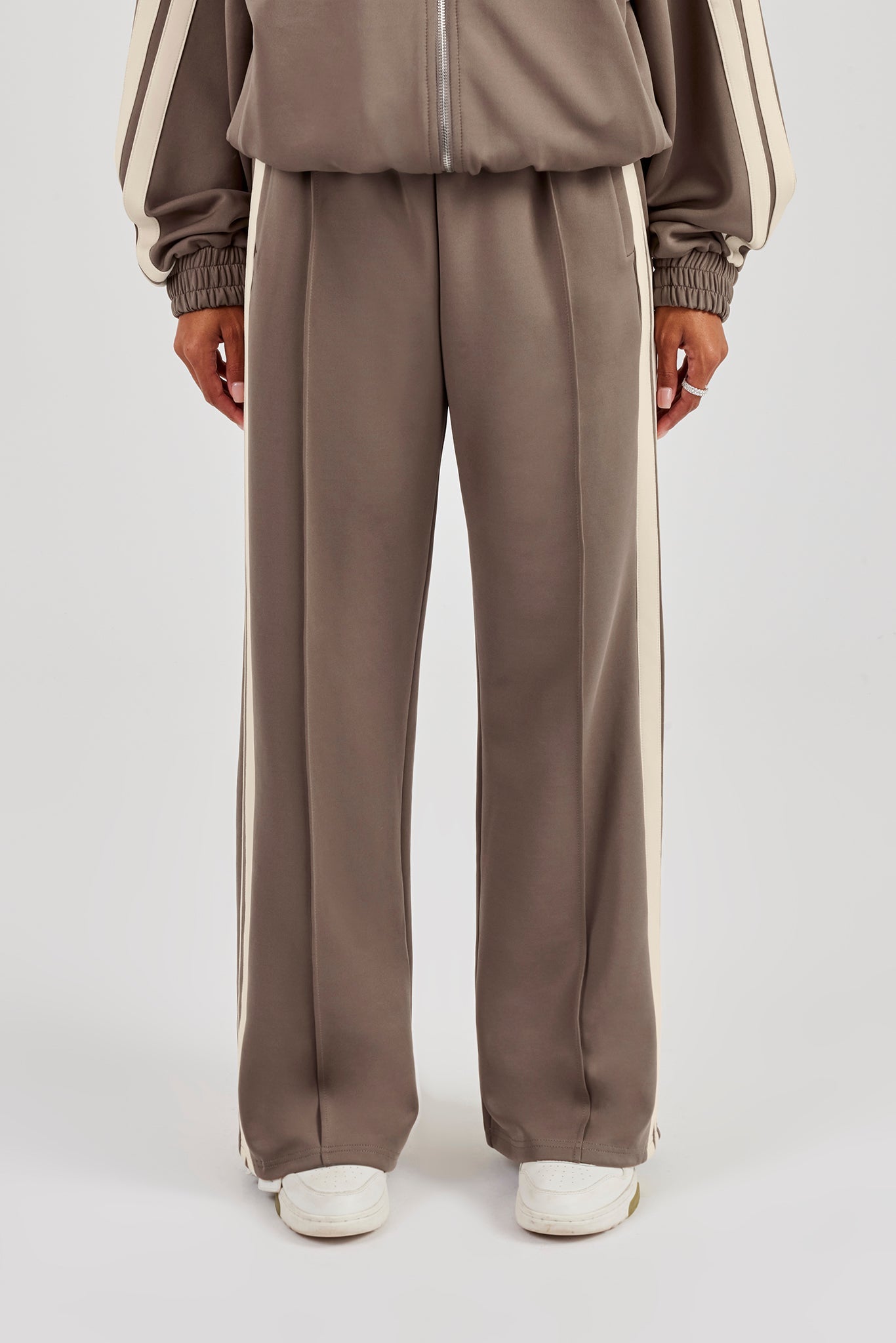 Taping Wide Leg Track Pant - Taupe