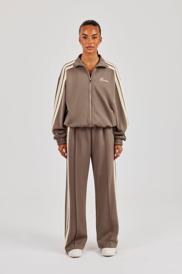 Taping Wide Leg Track Pant - Taupe