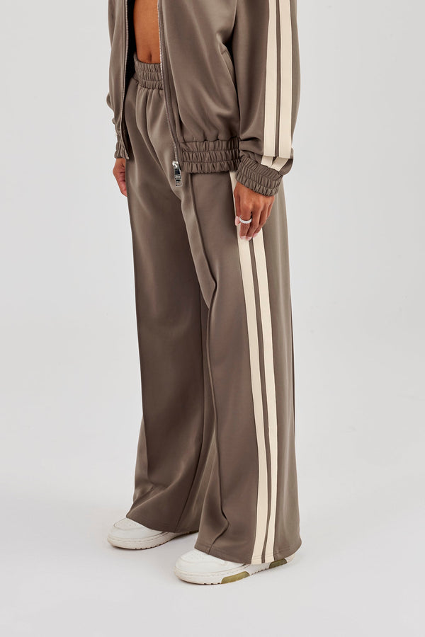 Taping Wide Leg Track Pant - Taupe