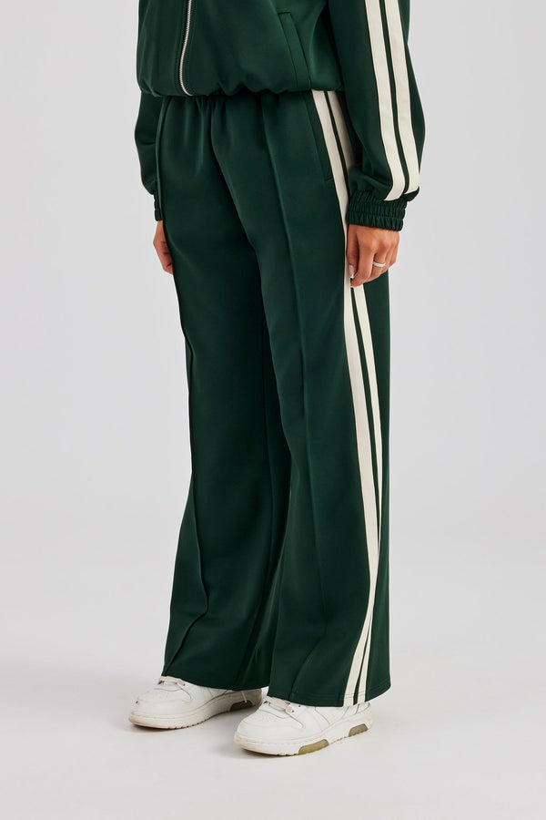 Taping Wide Leg Track Pant - Bottle Green