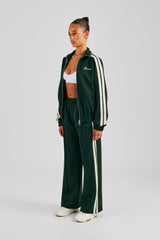 Funnel Neck Taping Zip Through Tracksuit  - Bottle Green