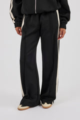 Taping Wide Leg Track Pant - Black