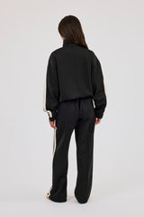 Funnel Neck Taping Jacket & Wide Leg Jogger - Black