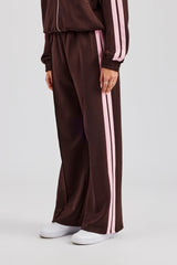 Pink Taping Wide Leg Track Pant - Chocolate