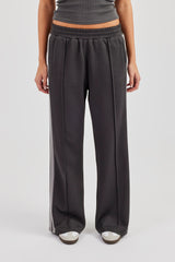 Taping Wide Leg Track Pant - Charcoal