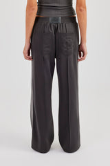 Taping Wide Leg Track Pant - Charcoal