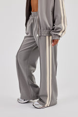 Taping Wide Leg Track Pant - Grey