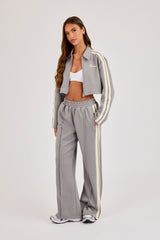 Taping Wide Leg Track Pant - Grey