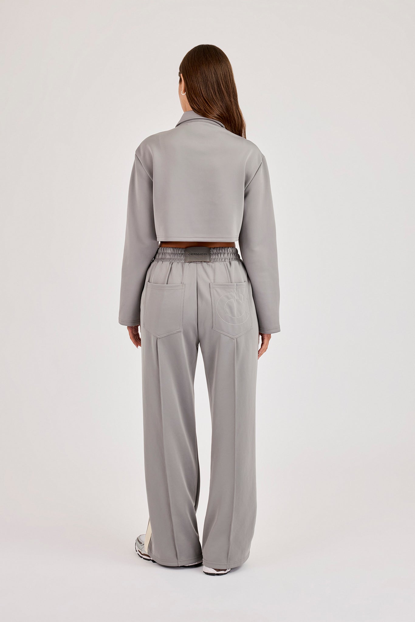 Cropped Harrington Taping Tracksuit - Grey
