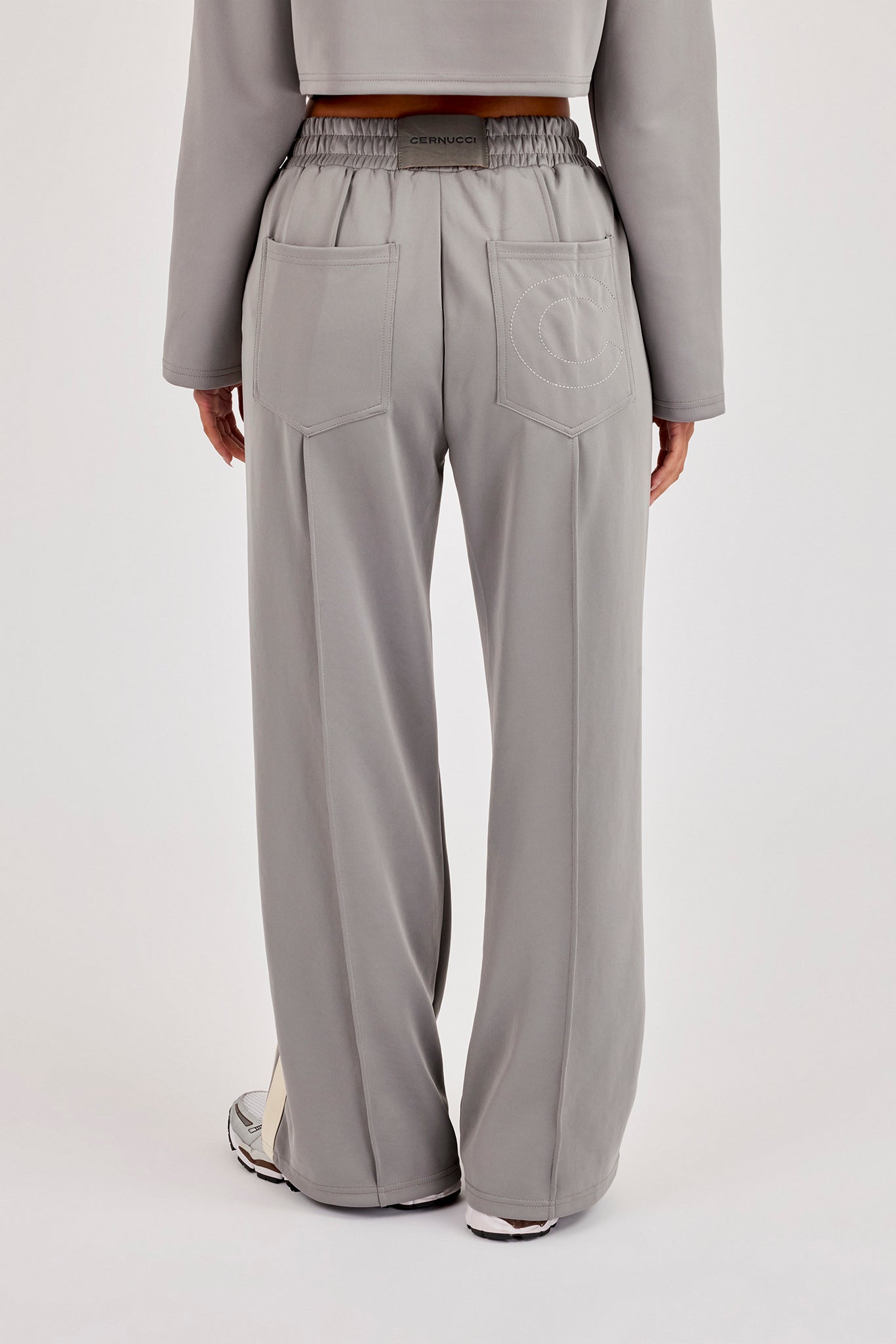 Taping Wide Leg Track Pant - Grey