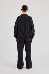 Nylon Branded Track Jacket & Baggy Jogger - Black