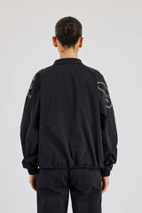 Nylon Branded Track Jacket - Black