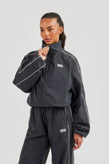 Nylon Piping Track Jacket - Charcoal