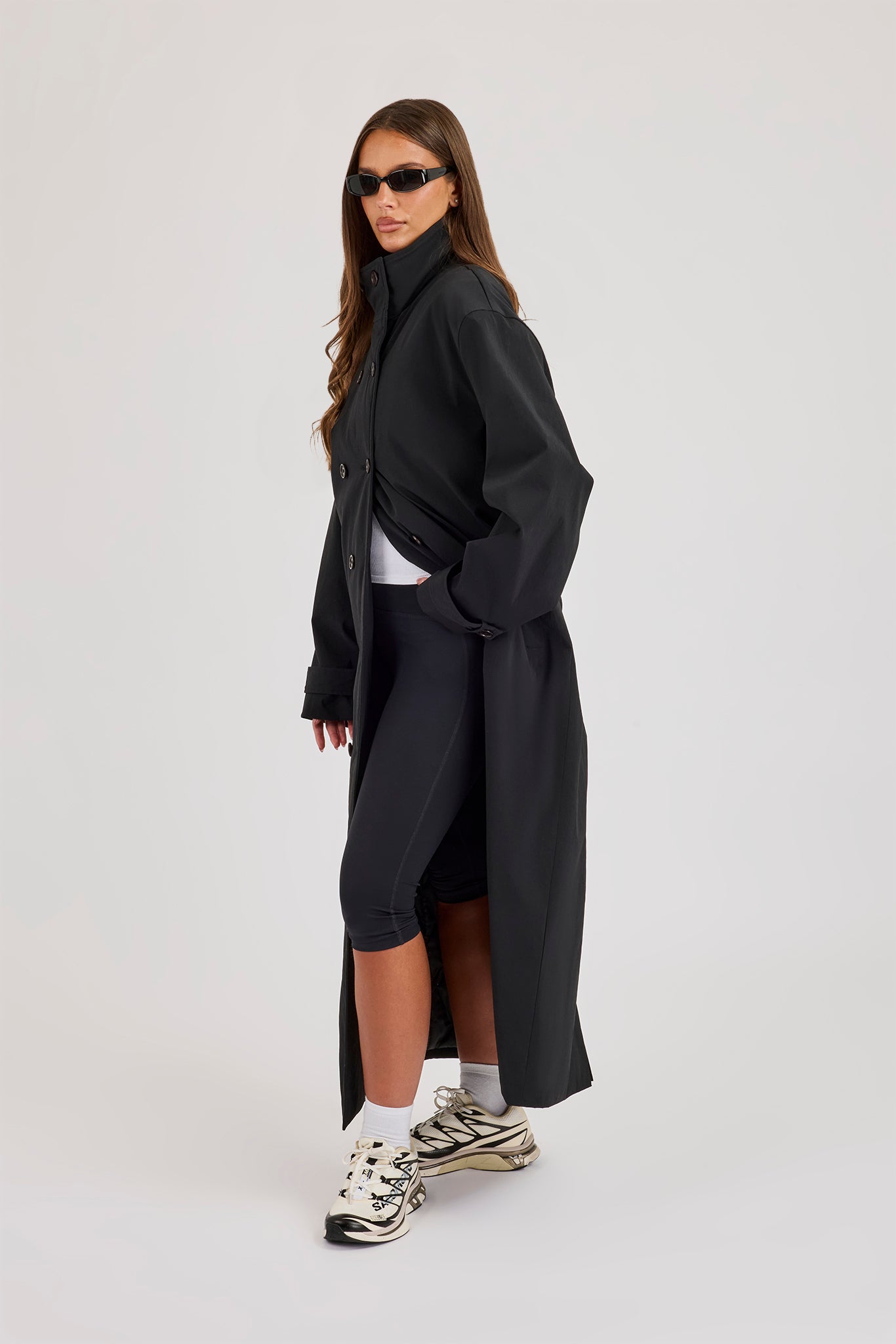 Nylon Trench Coat - Black